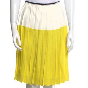 Cedric Charlier Ikram Pleated Avant Garde Raw Edge Waist Knee Length Skirt Sz 8